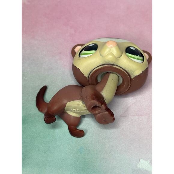 Authentic LPS Littlest Pet Shop #1026 Brown Cream White Ferret Green Dot Eyes - Picture 7 of 8